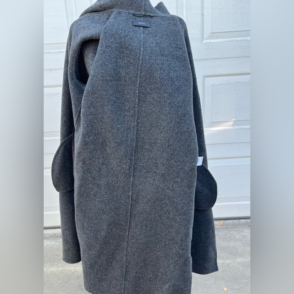 Women Joseph Lisa Long Wool Cashmere Coat Collared tie Long Sleeve grey 42 - Picture 4 of 7
